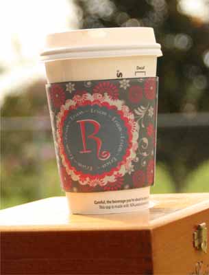 Initital Coffee Sleeve made with sublimation printing